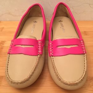 Camel Leather Driver with Fuchsia Leather Penny